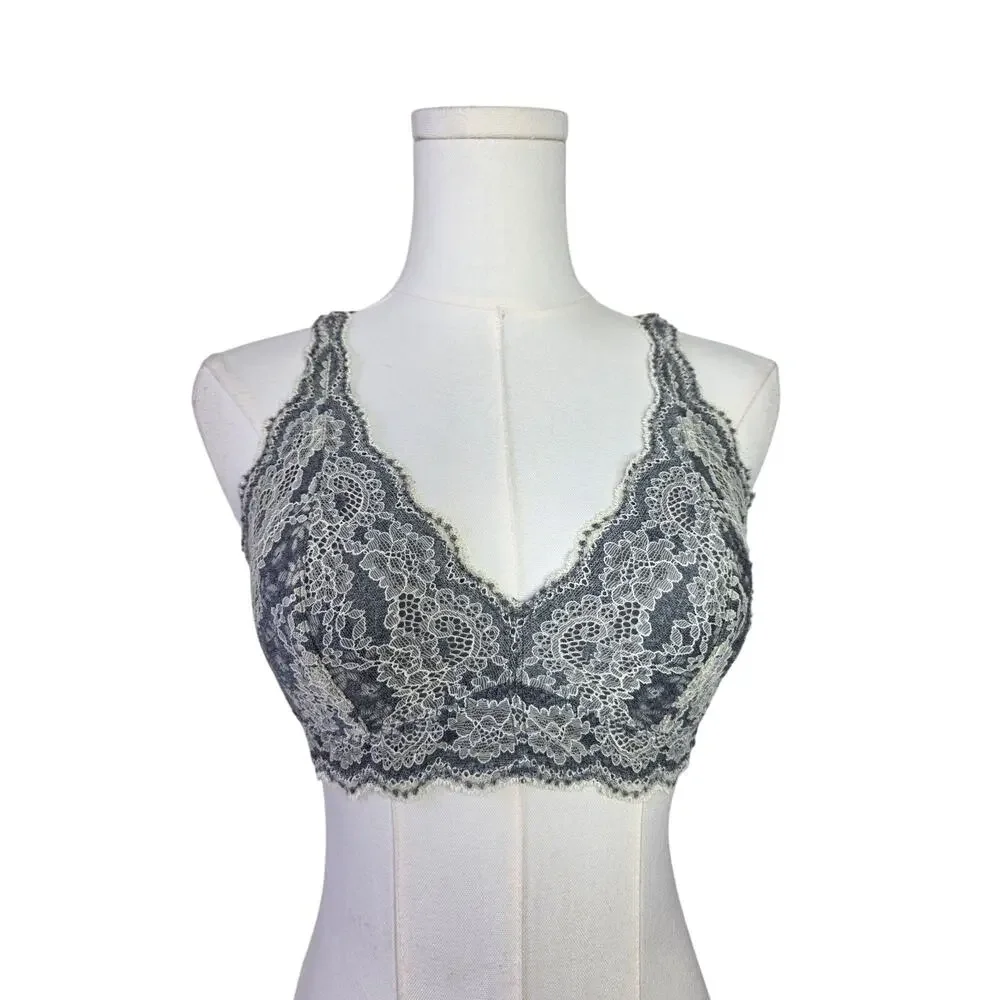 FELINA Gray-Cream Floral Lace Bralette